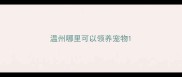 温州哪里可以领养宠物