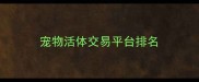 宠物活体交易平台排名