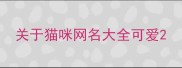 关于猫咪网名大全可爱