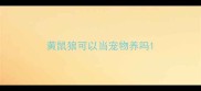 黄鼠狼可以当宠物养吗