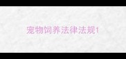 宠物饲养法律法规