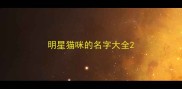 明星猫咪的名字大全