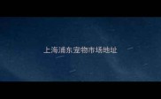 上海浦东宠物市场地址