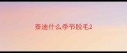 泰迪什么季节脱毛