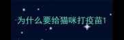 为什么要给猫咪打疫苗