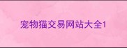 宠物猫交易网站大全